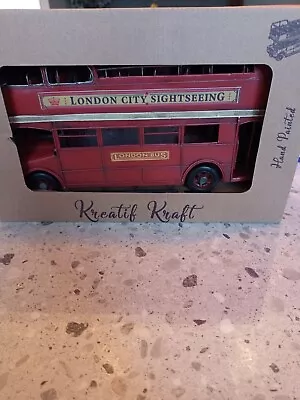 Kreatif Kraft Open Top Bus Ornament Home DIY Figurine Display - Red London Bus • £19.99