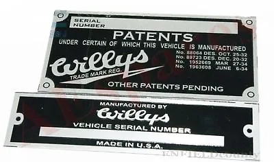 $13.11 • Buy Vehicle Serial Number Data Patents Plate For Jeeps Willys S2u
