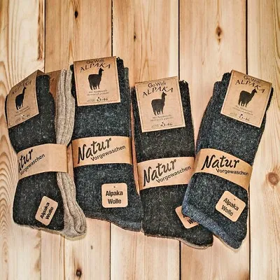 Alpaca Thermal Wool Socks For Women And Men - 4 PAIRS - Thick Knitted • $44.99
