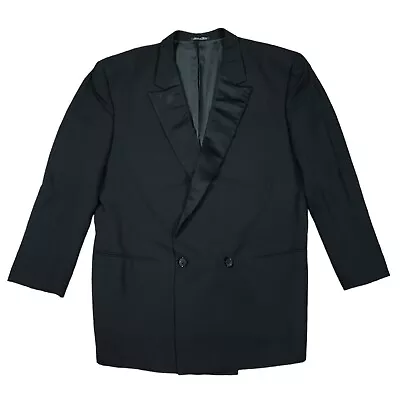 Gianni Versace Vintage Black Peak Lapel Tuxedo Formal Suit Double Breasted 44 46 • $219.99
