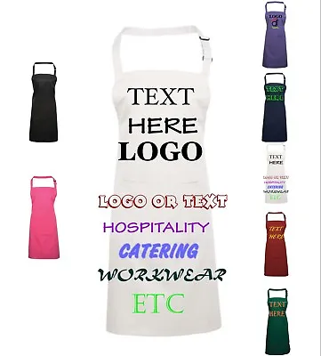 Personalised Custom Printed Apron Pocket Baking Chef Cooking Logo Text  • £8.99