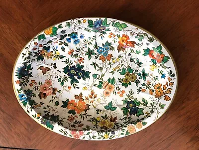 Vintage Daher Decorated Ware Tin Metal Floral Serving Tray Oval Bowl • $15