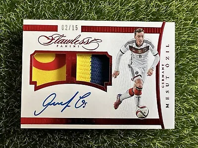 MESUT OZIL 2015-16 Flawless Double Patch On Card Auto Ruby Red #2/15 Arsenal • $599.99