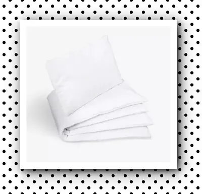 QUILT+PILLOW SET FILLING BABY TODDLER BEDDING DUVET WHITE COTTON COT BED 70x140 • £10.99