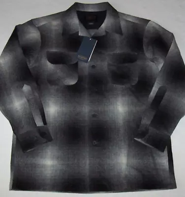 NWT Pendleton Black/Gray Ombre Plaid ORIGINAL BOARD Shirt 100% Virgin Wool Men M • $119.99