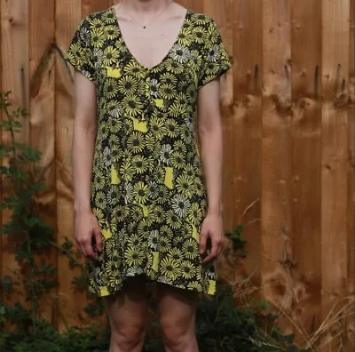 Obey Floral Yellow Skater Dress Size 8 • £4