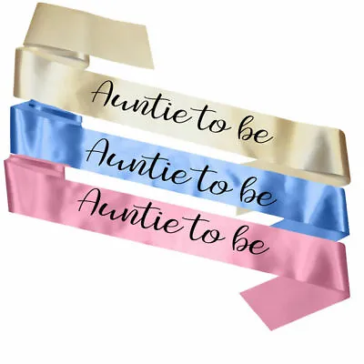 NEW Aunty Auntie To Be Baby Shower Sash Gift Decoration Mum Present Favour White • £4.95