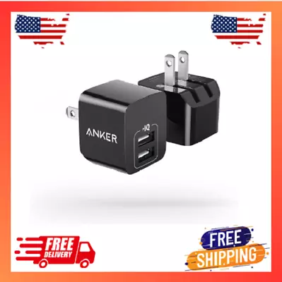 USB Charger 2 Pack Dual Port 12W Wall Charger With Foldable Plug Mini X Black • $13.49