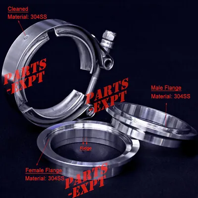 $13.90 • Buy 2inch V-band Clamp & 2” Stainless Male/Female Flange Kit Turbo Exhaust Downpipe