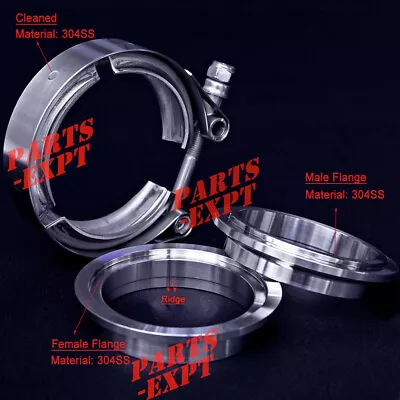 $13.50 • Buy 2inch V-band Clamp & 2” Stainless Male/Female Flange Kit Turbo Exhaust Downpipe