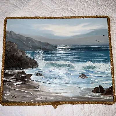 Vintage SEASCAPE Coast Ocean Painting Original Hand Painted Beach By Loretta 81 • $154