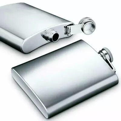 HIP FLASK Stainless Steel Pocket Drink Whisky Flasks Alcohol Gift Steel UK POST • £5.69