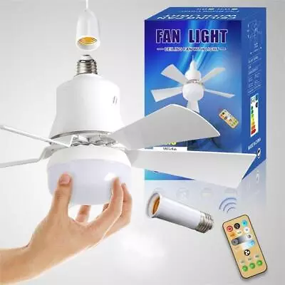 Modern Dimmable E27 LED Ceiling Fan Light Bedroom Chandelier Lamp Remote Control • £19.99