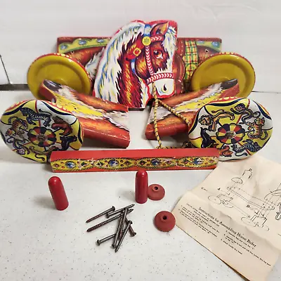 Vintage Metal Masters Toys Wooden Children's Ride On Horse - NEVER ASSEMBLED • $98.99