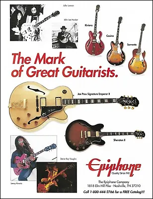 1994 Epiphone Emperor Sheraton II Casino Sorrento Guitar Ad 8 X 11 Advertisement • $4