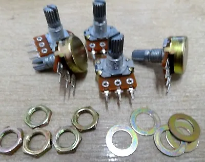 5x 10KB 10K B10K Linear Pot Potentiometer Splined Shaft Guitar Center Detent Lin • £7.88