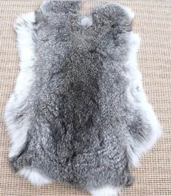 High Quality Soft Natural Gray Rabbit Skin Pelt Real Fur Craft Decro 8-14'' US • $9.49