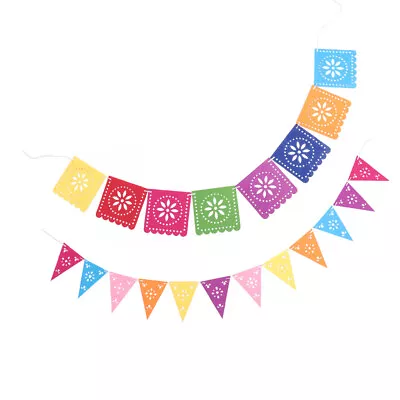 2 Sets Mexican Pinata Party Garland Banner Fiesta Themed Decorations • £8.55