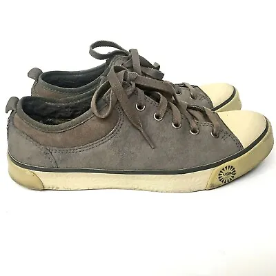 UGG Evera #1888 Womens 7.5 Gray Suede Sheepskin Leather Lace Up Shoes Sneakers • $43.99
