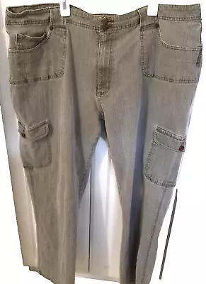 Venezia Womens Jeans Gray High Rise Wide Leg Cargo 7 Pocket Vintage Plus 22 • $19.99