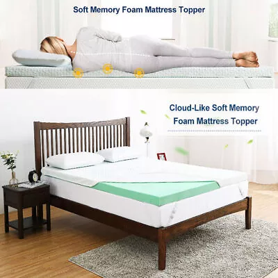 Soft Cooling Bamboo Memory Foam Mattress Topper Full Queen King 2/ 3 /4 Inch US • $58.26