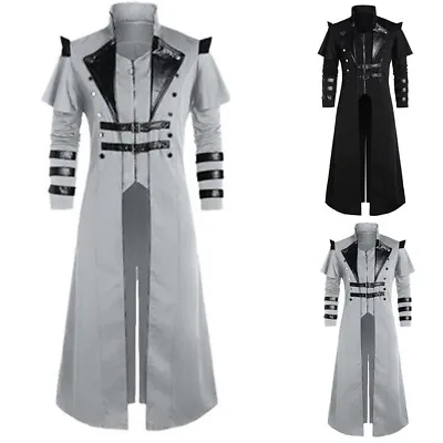 Men's Black Steampunk Tailcoat Jacket Gothic Victorian Medieval Costume Coat • £46.78