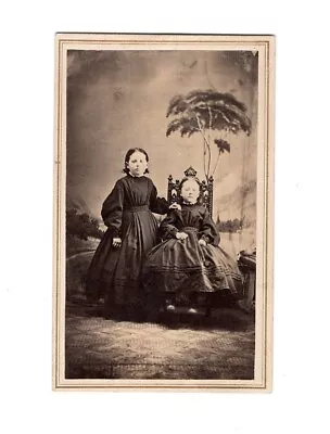 CDV 2 Girls Civil War Style Dresses  Northampton Pa. Malinda And Matilda • $4