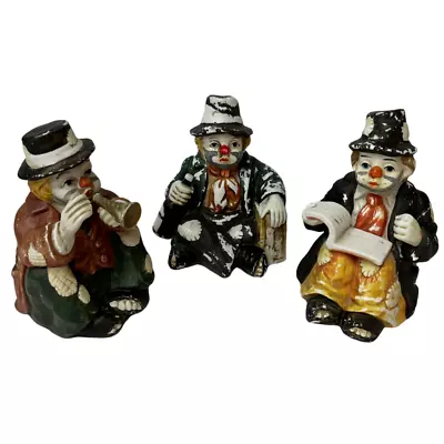 Sun Saint Hobo Clowns Ceramic Music Boxes Figurines Vintage Set Of 3 Very Nice  • $27.09
