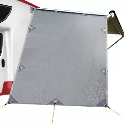 Grey Caravan Privacy Screen 1.95 X 2.2M End Wall Side Sun Shade Roll Out Awning • $48.41