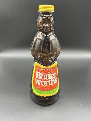 Vintage 12fl Oz Mrs Butterworth’s Amber Glass Syrup Bottle ~ With Labels And Cap • $17.99