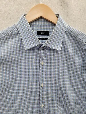 HUGO BOSS Sharp Fit Blue Men's Dress Shirt Size-17 • $22