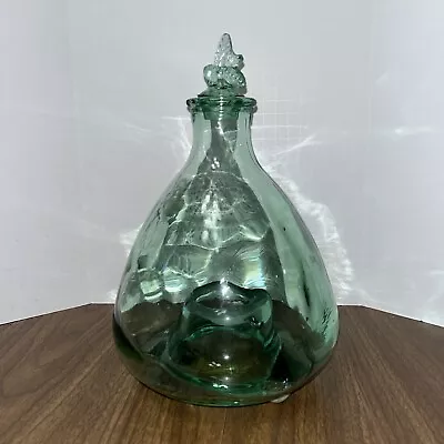 Vintage Green Glass Fly Catcher Insect Trap Gnat Fruit Fly Bee W/Stopper • $38.99