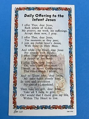 $1.25 • Buy Vintage Catholic Holy Prayer Card - “Daily Offering To The Infant Jesus”
