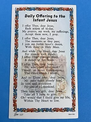 $1.25 • Buy Vintage Catholic Holy Prayer Card - “Daily Offering To The Infant Jesus”