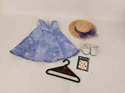 Vintage American Girl Doll Periwinkle Dress & Straw Hat Sandals Mini Grin Pins • $19.99