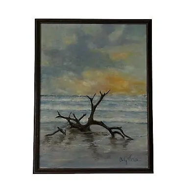 Betty G Mitchell Signed Original Oil Painting Oceanscape Seascape Clouds Moody • $394.99