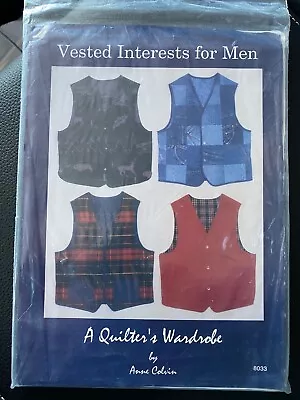 Vested Interests For Men Vest Pattern Quilter's Wardrobe 8033 Anne Colvin 34-46 • $5.59