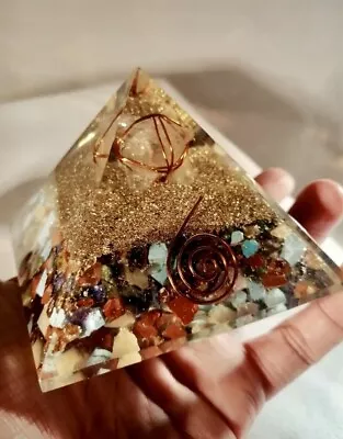 Orgone Mixed Gemstone With Stone Merkaba Star Pyramid • £16