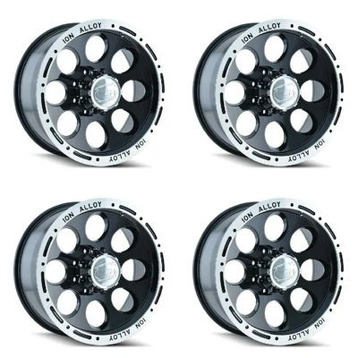 $763.76 • Buy Set 4 17  Ion 174 Black/Machined Wheels 17x9 5x4.5 For Jeep Ford Truck Rims 0mm