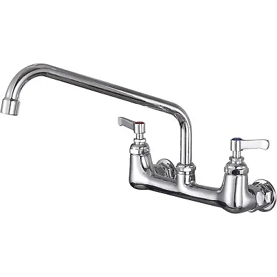 Wall Mount Commercial Sink Faucet 8 Inches With 12 Inches Swivel Spout 2 Handle • $43.99