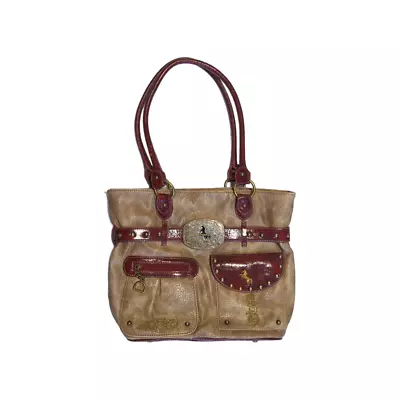 Vintage Western Cowgirl Up Leather Shoulder Bag Purse Handbag Tan Cowboy Brown • $45