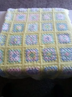 Handmade Crochet Afghan Baby Blanket Pastel Colors 41x32in New Condition  • $9