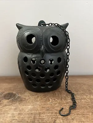 Vintage Cast Iron Japanese Owl Hanging Lantern With Chian • $89.99