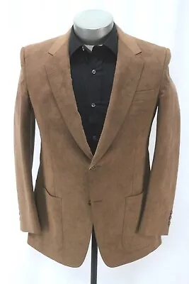 Vintage Brown HALSTON Ultra Faux Suede Blazer Jacket Sport Suit Coat 38 S • $41.99