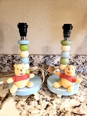 Vintage Disney Winnie The Pooh Table Lamp Set Nursery Night Light Plush Pooh • $40