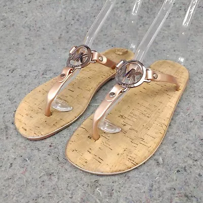 Michael Kors MK Mira Jelly Thong Womens 7 Jelly Sandals Rose Gold Pink Shoes • $25.90