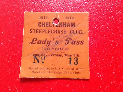 Antique Postcard Cheltenham Steeplechase Club Lady's Pass 9th May 1919 Racing • £4.99