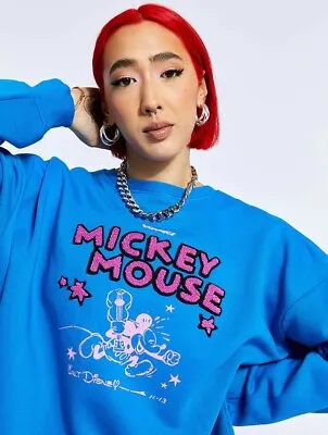 £29.99 • Buy Disney X Skinnydip Mickey Mouse Blue Graphic Panelled Sweatshirt Size XL