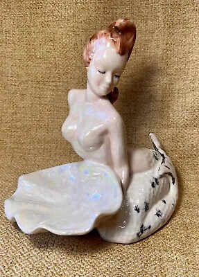 Vintage Ceramic Hand Painted Nude Mermaid Figurine Trinket Soap Dish 8  • $99.99