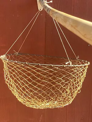 4 Vtg Antique HAND FRAMED KNOTTED BASKET Hanging  String Wire Fruit. 17” AAF • $37.05